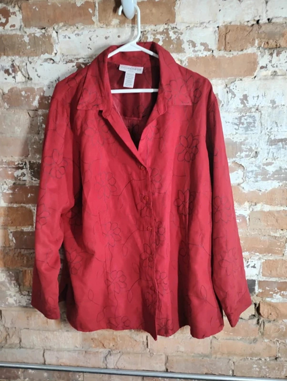 Sag Harbor Art to Wear Button Down Blouse 2X